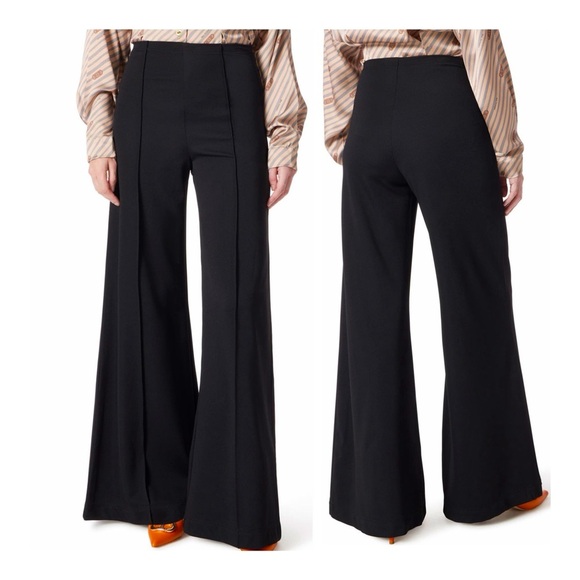 Dee Ocleppo Pants - Dee Ocleppo Smooth Stretch Twill Black Flare Pants Seam Detail &Elegant DrapeNWT